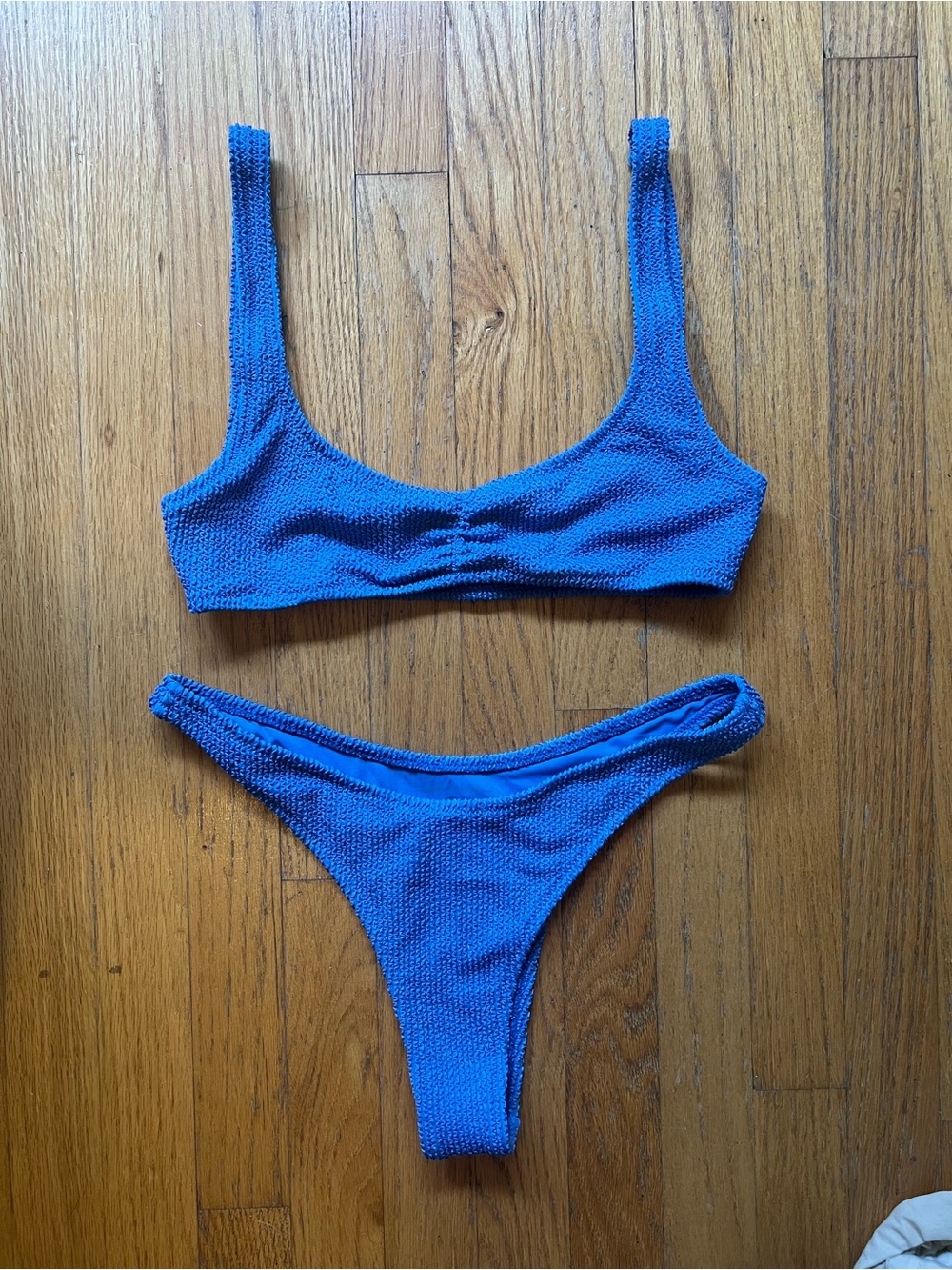 General Pants Co. Blue Textured Bikini Set